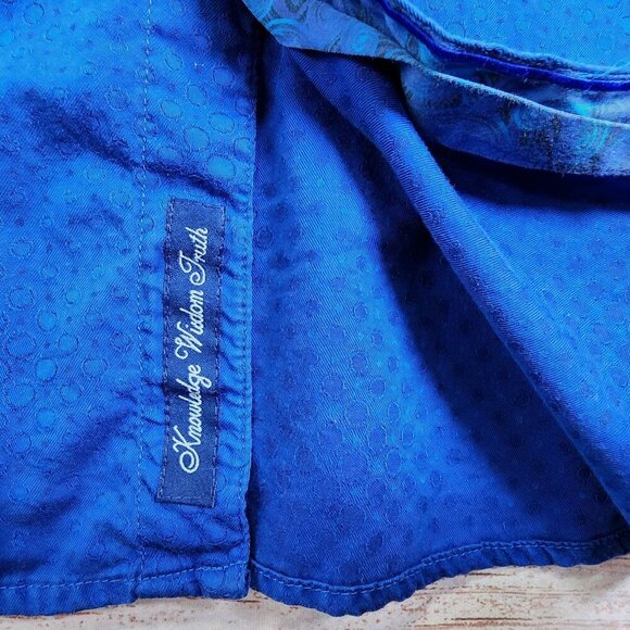 Robert Graham Blue Short Sleeve Button-Up Shirt, Men's Medium - Picture 7 of 11